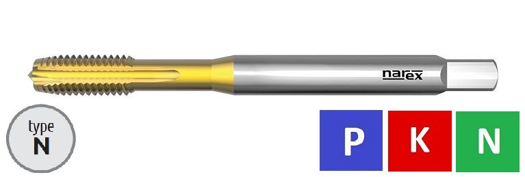 Závitník strojní M6 DIN 371, ISO2, HSSE, 223043,/1510/ TiN
