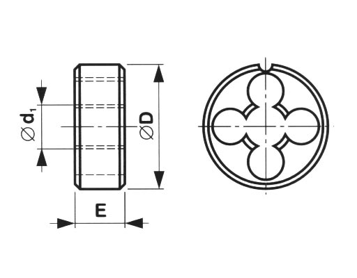 Strojní závitová kruhová čelist HSS, 6g, 223216, M8x0,75 /247 082/