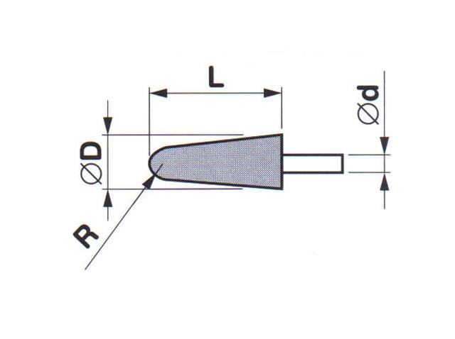 Brusné tělísko 20x32-6x40mm 99BA 60M 7V R3 kuželové zaoblené se stopkou