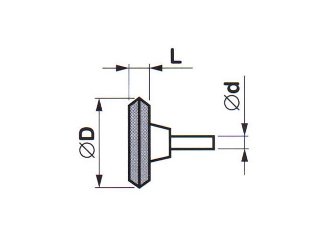Brusné tělísko 25x6-6x40mm 98A 80O 6V oboustranně zkosené se stopkou