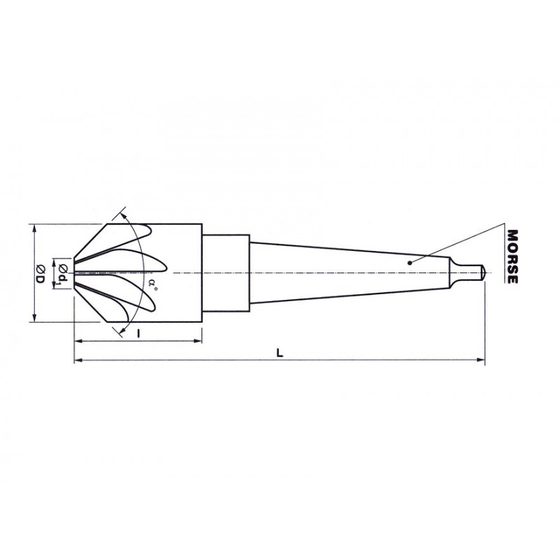 Záhlubník 25 mm 90° s kuželovou stopkou HSS, 221628