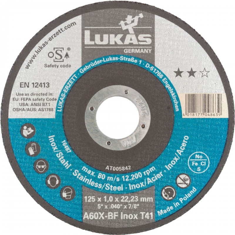Lukas Řezný kotouč 125x1,0x22 A60X-BF Inox