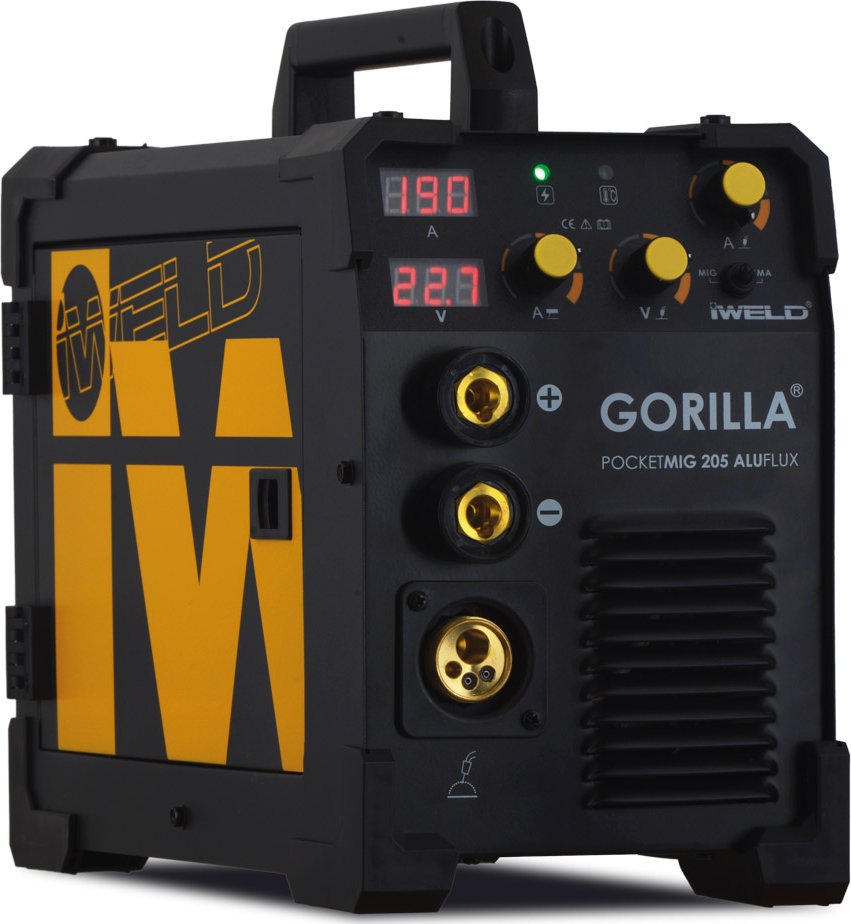 IWELD svařovací invertor Gorilla PocketMIG 205 AluFlux + Příslušenství 80POCMIG205