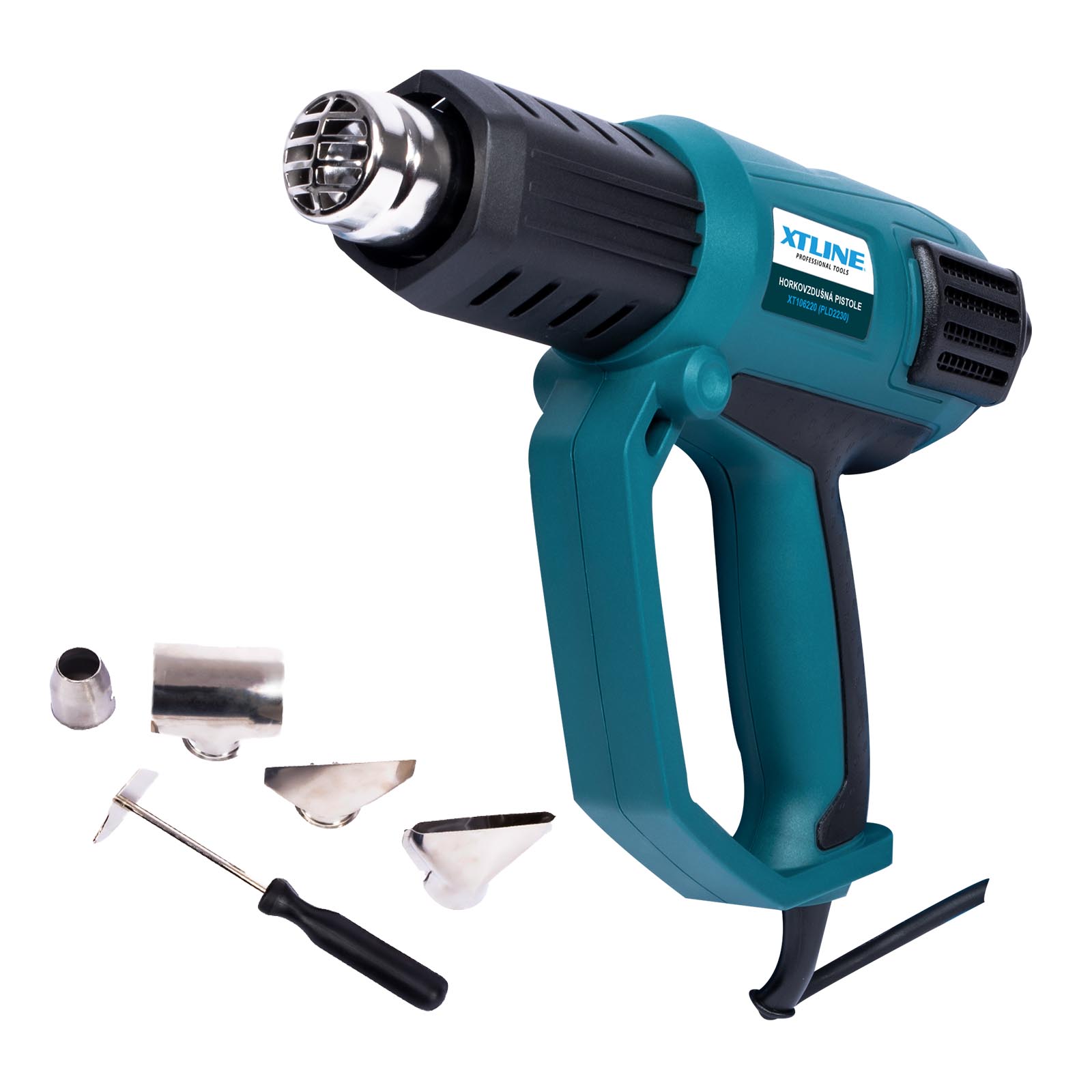 XTline Horkovzdušná pistole s regulací 2000W + příslušenství 5 dílů + kufr XT106220