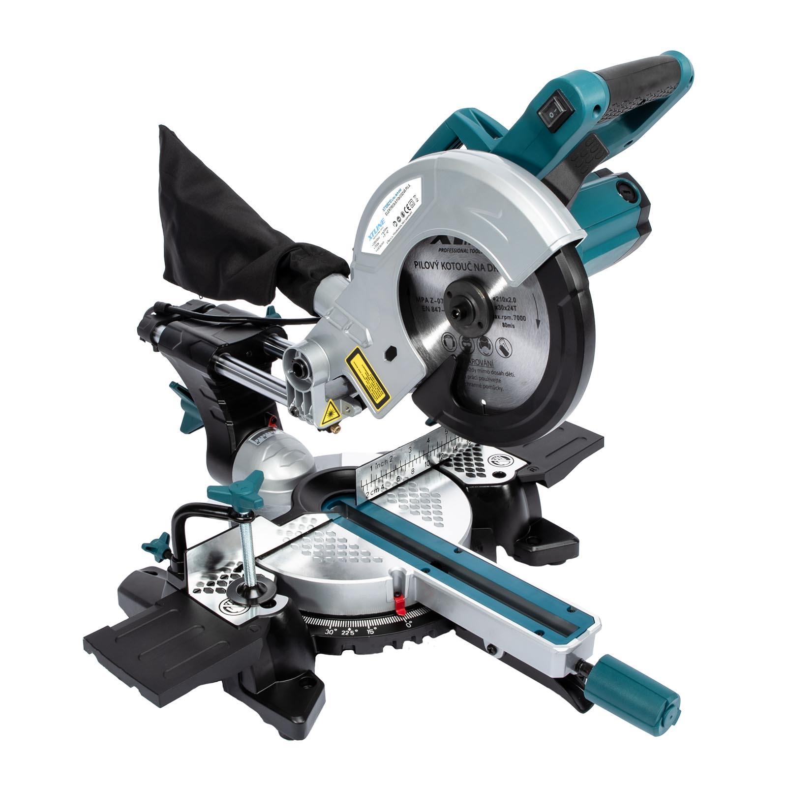 XTline Pokosová pila s pojezdem a laserem 210mm, 1700W XT106210