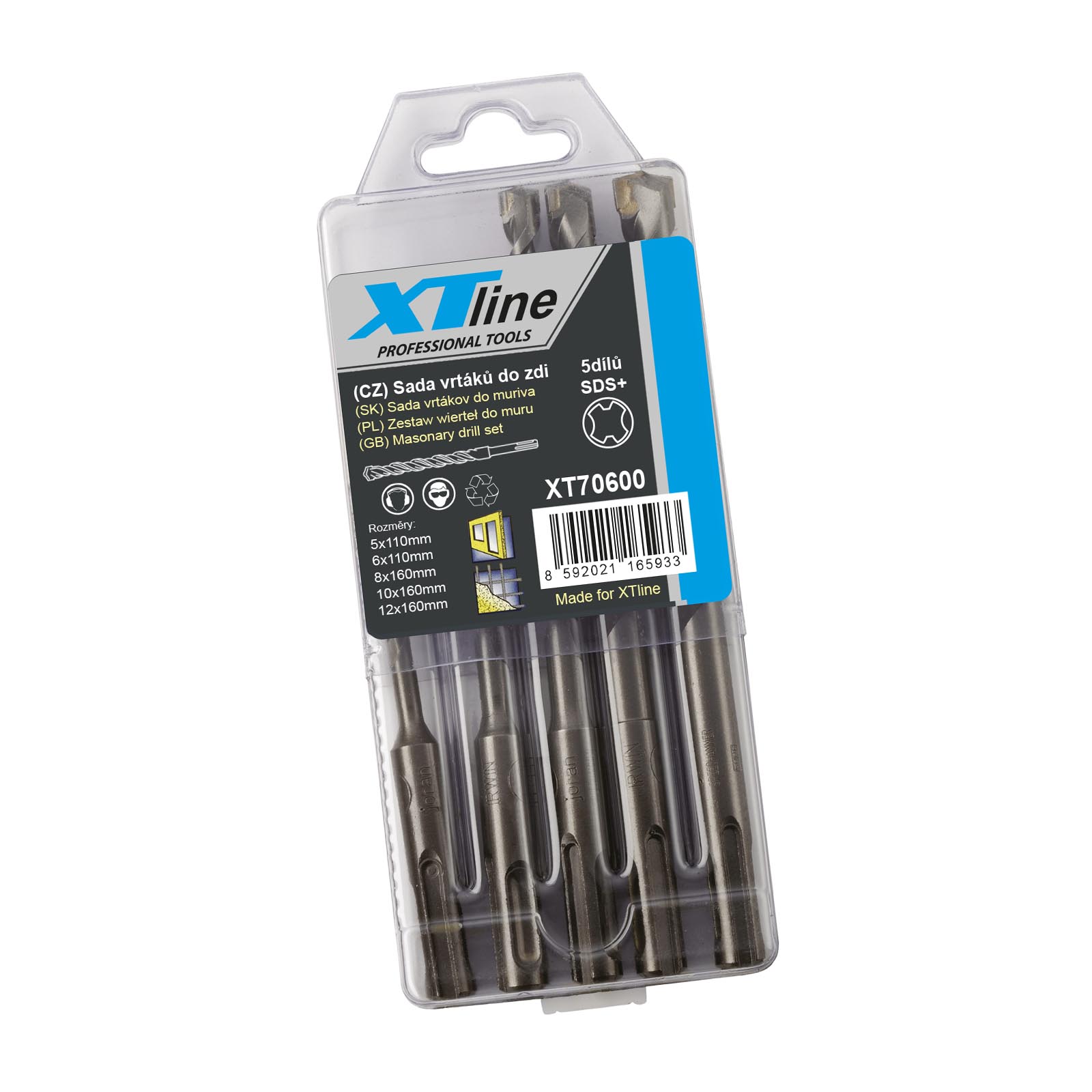 XTLINE XT70600 Sada vidiových vrtáků SDS PLUS 5 dílů