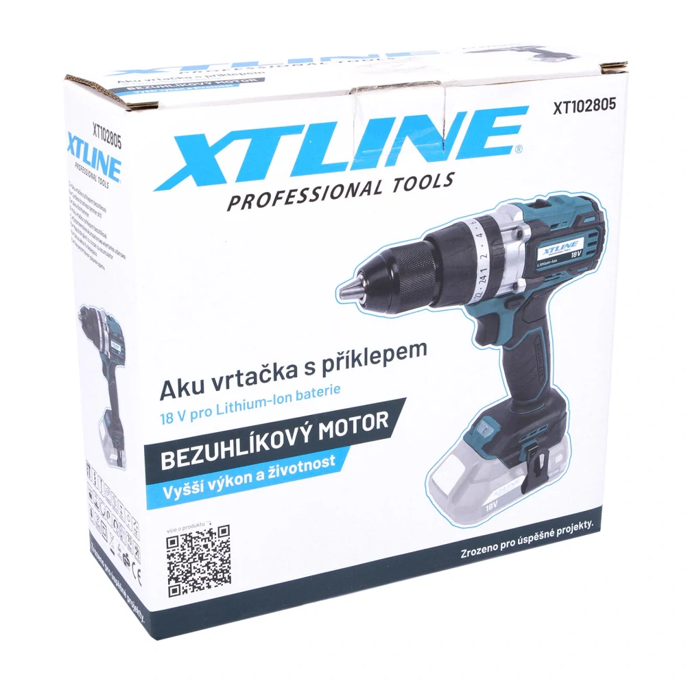 XTLINE Aku vrtačka s příklepem bezuhlíková 18 V, 70 Nm XT102805