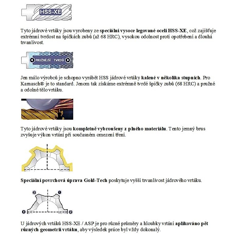 Karnasch Jádrový vrták Gold-line 60mm délka 30mm