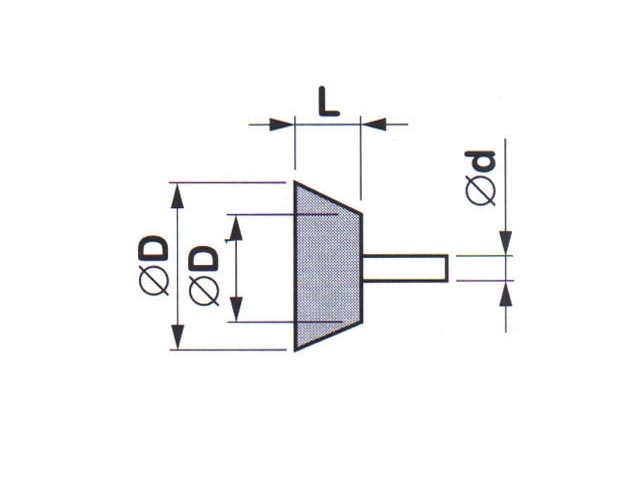 Brusné tělísko 16/10x6-3x40mm 99BA 80M 7V ploché kuželové se stopkou