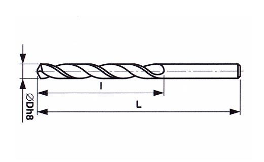 Vrták 8,60x125/81 s válcovou stopkou - střední řada HSS, DIN 338 - "Z", 221121