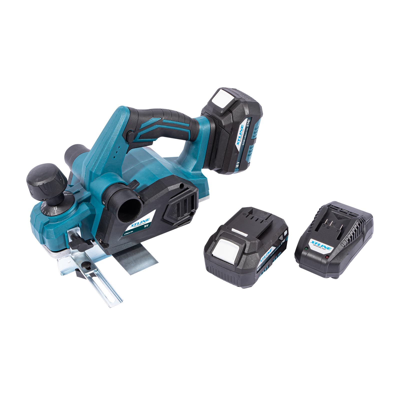 XTLINE Aku hoblík 18 V + 2 baterie 5.0 Ah + nabíječka 3.5 A + box