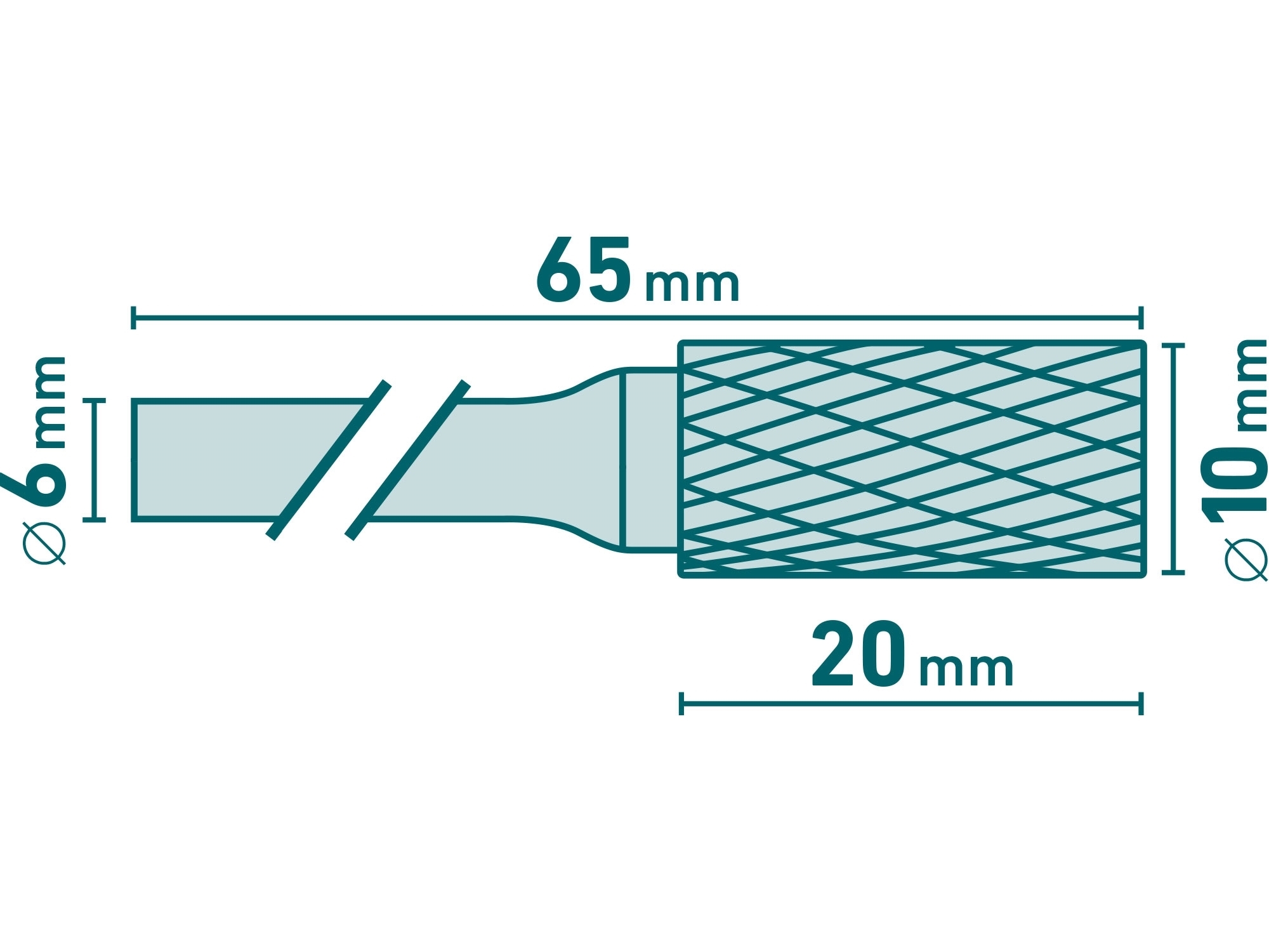 Extol Fréza karbidová, válcová s čelním ozubením 10x20x6,sek střední (double-cut)