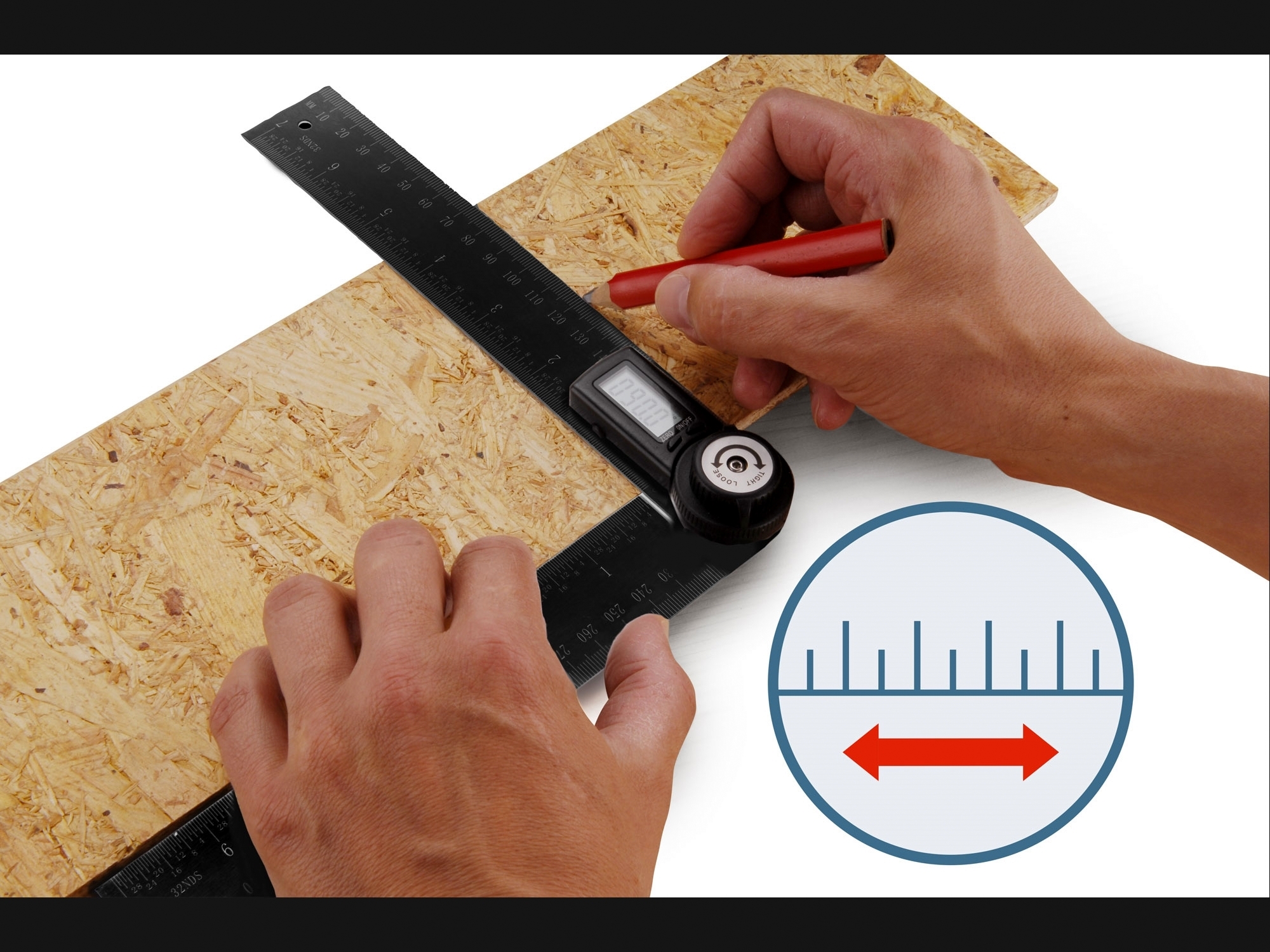 Úhloměr digitální s pravítkem 200mm Extol 8823510 Premium