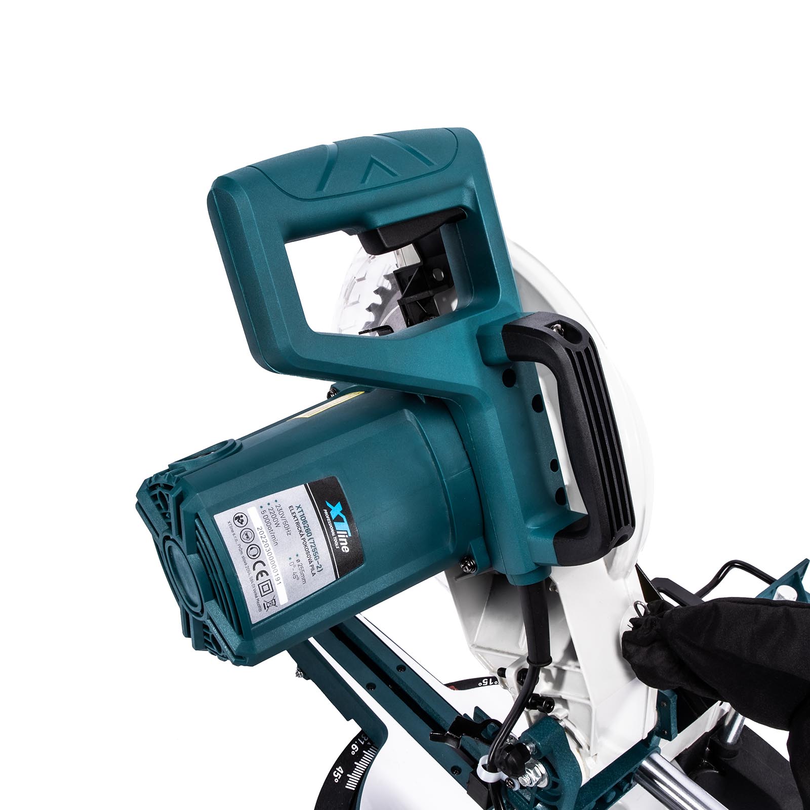 XTline pokosová pila s pojezdem a laserem 2200 W, 255mm 