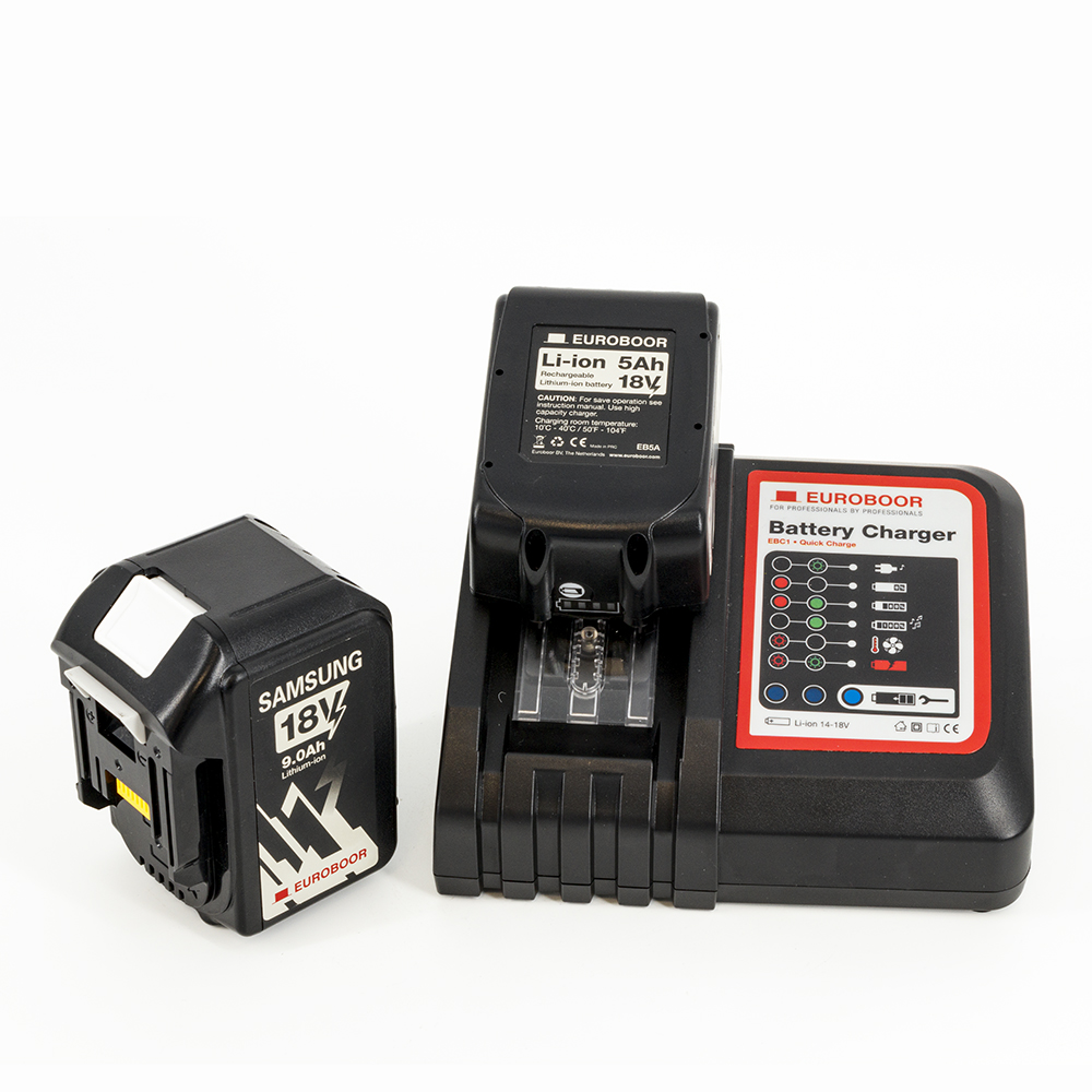 Euroboor AKU magnetická vrtačka EBM 36 mm s dvěma 9Ah bateriemi a nabíječkou EBM36P18V9A