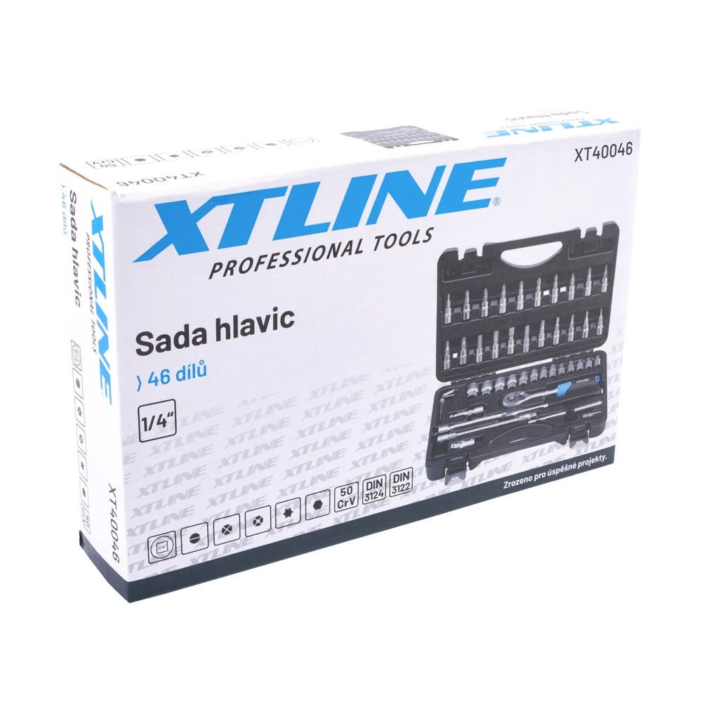 XTLINE Sada hlavic 1/4" 46 dílů XT40046