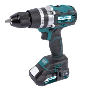 XTLINE Aku vrtačka s příklepem bezuhlíková 18 V, 70 Nm + 2 baterie 2.0 Ah + nabíječka 2.4A XT102861