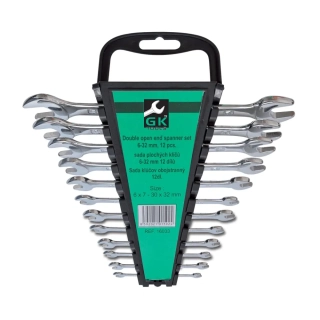 GK TOOLS Sada plochých klíčů 6-32 mm 12 dílů chrom
