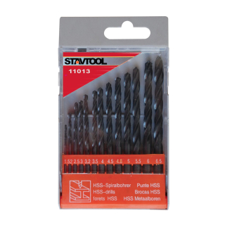 STAVTOOL Sada vrtáků do kovu 1.5-6.5mm černé 13 dílů HSS