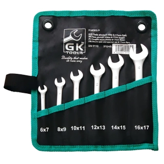 GK TOOLS Sada plochých klíčů 6-17 mm 6 dílů, chrom-obal P16020/P