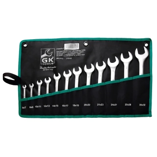 GK TOOLS Sada plochých klíčů 6-32 mm 12 dílů chrom-obal P16033/P