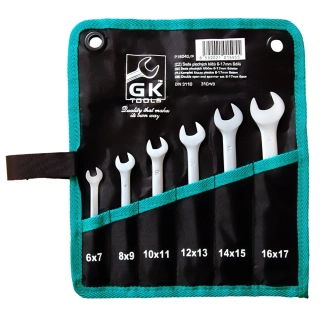 GK TOOLS Sada plochých klíčů 6-17 mm 6 dílů matný, chrom-obal P16040/P