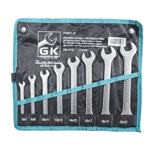 GK TOOLS Sada plochých klíčů 6-22 mm 8 dílů matný, chrom-obal P16041/P