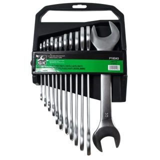 GK TOOLS Sada plochých klíčů 6-32 mm 12 dílů mat.chrom P16043