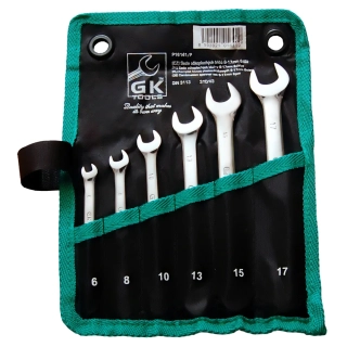  GK TOOLS Sada očkoplochých klíčů 6-17 mm 6 dílů matný chrom-obal P16141/P