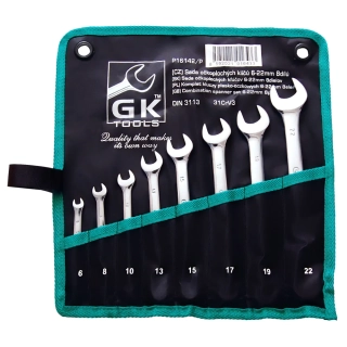 GK TOOLS Sada očkoplochých klíčů 6-22 mm 8 dílů matný chrom-obal P16142/P