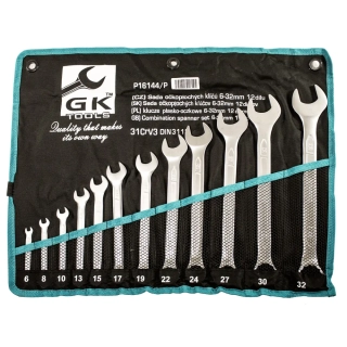 GK TOOLS Sada očkoplochých klíčů 6-32 mm 12 dílů matný chrom-obal P16144/P