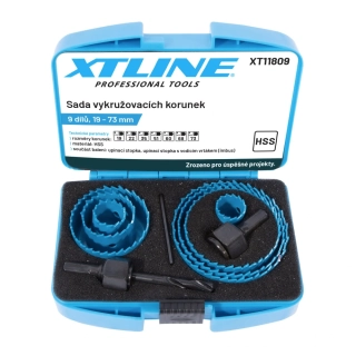XTline Sada vykružovacích korunek 19-73mm 9dílů XT11809